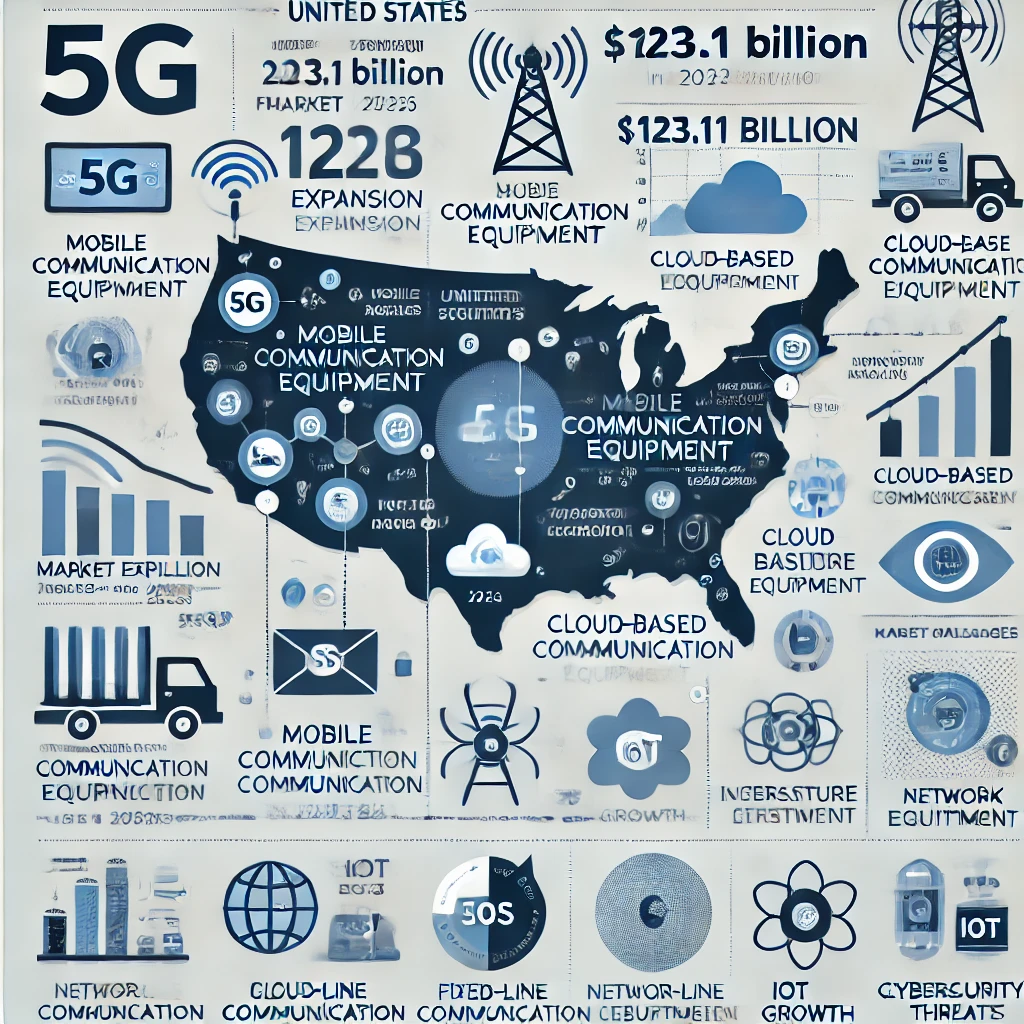 DALL·E 2025-03-27 12.47.16 - An infographic illustrating the growth of the United States Communication Equipment Market from 2025 to 2033. The infographic should include key stati