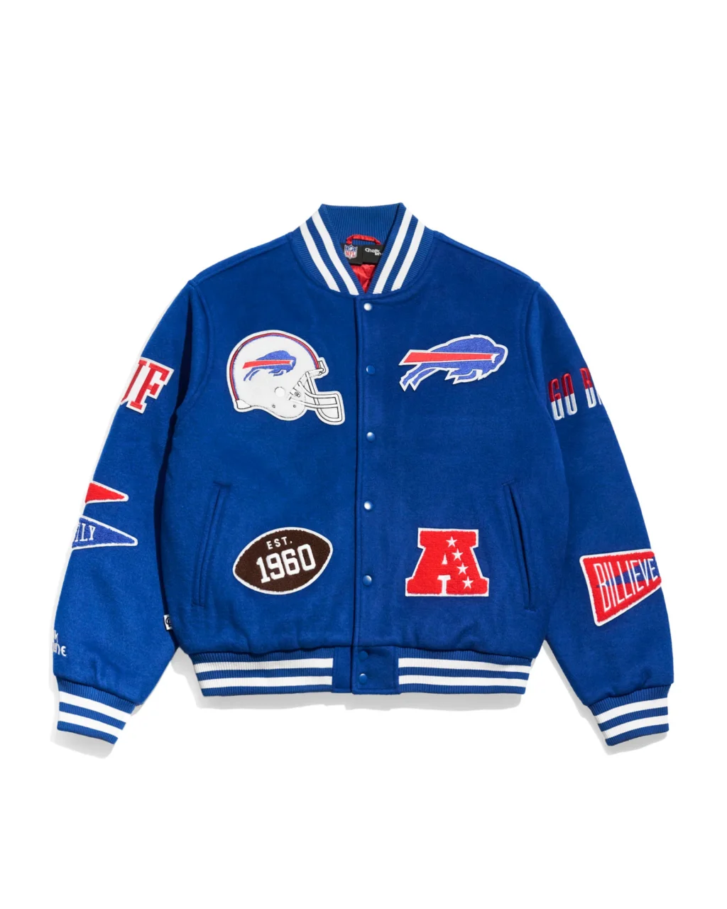 BuffaloBillsPennantVarsityJacketFront