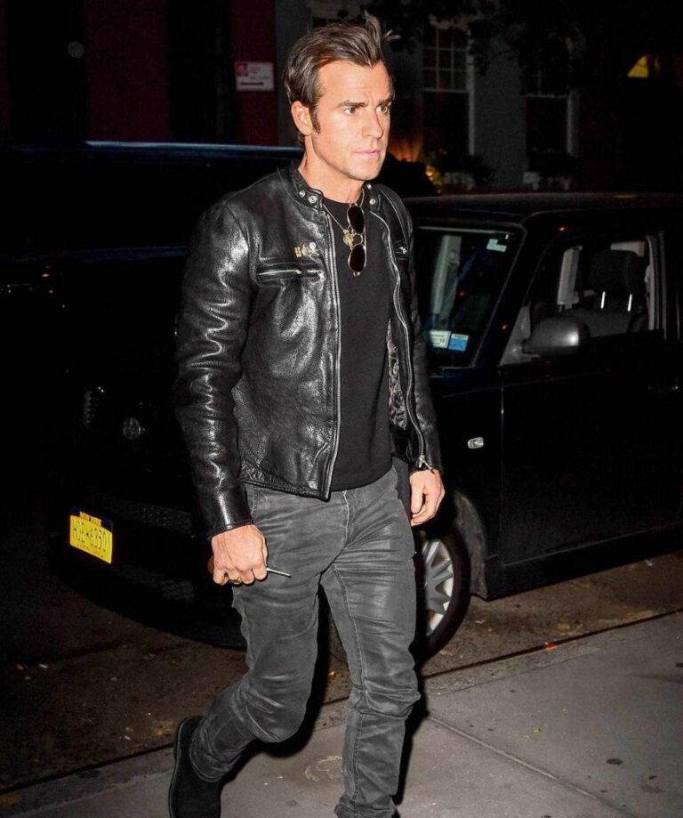 Justin Theroux biker jacket