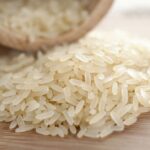 Rice on wooden plank