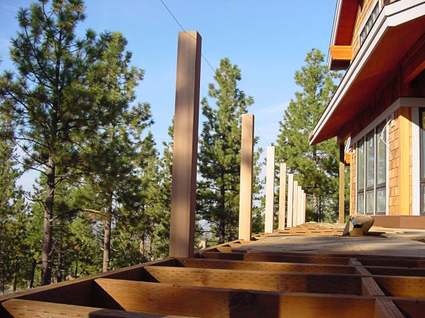 Wood deck framing construction