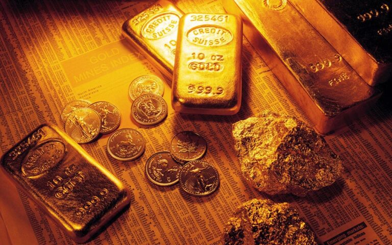gold bars and gold coins