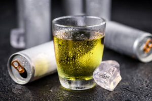 Portion of fresh Energy Drinks  close-up shot; selective focus
