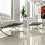 Shiny white epoxy resin flooring