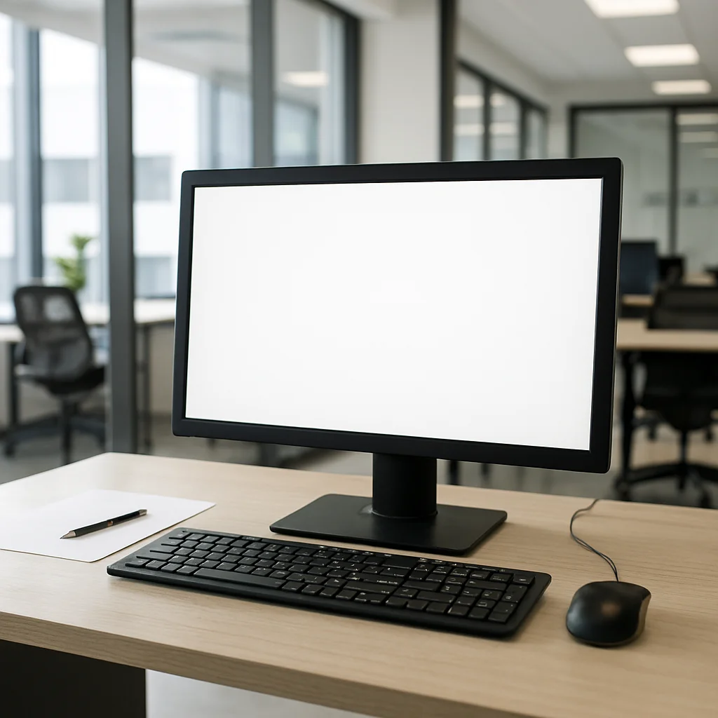 A PC on a table in an office