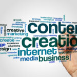 Content creation word cloud concept on grey background