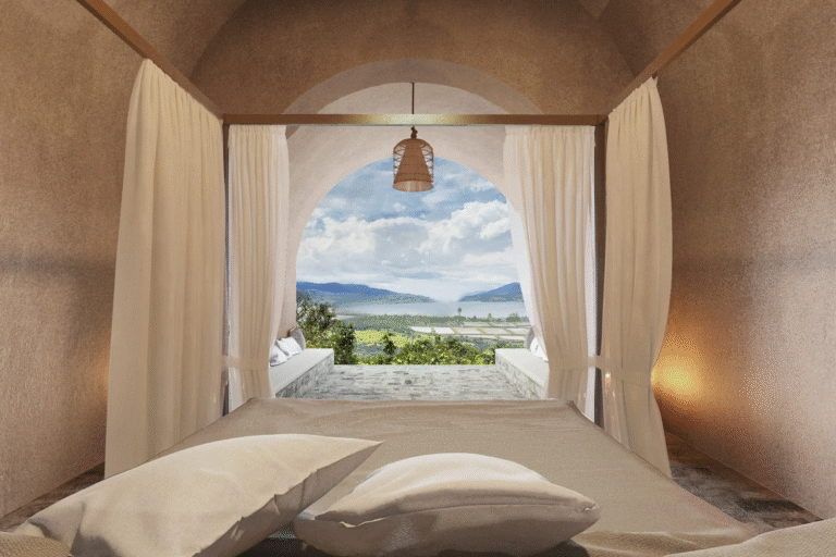 Architecture-BRIO_Cave-Homes-Forest-Hills-Tala-Resort_India-Bedroom-with-a-view