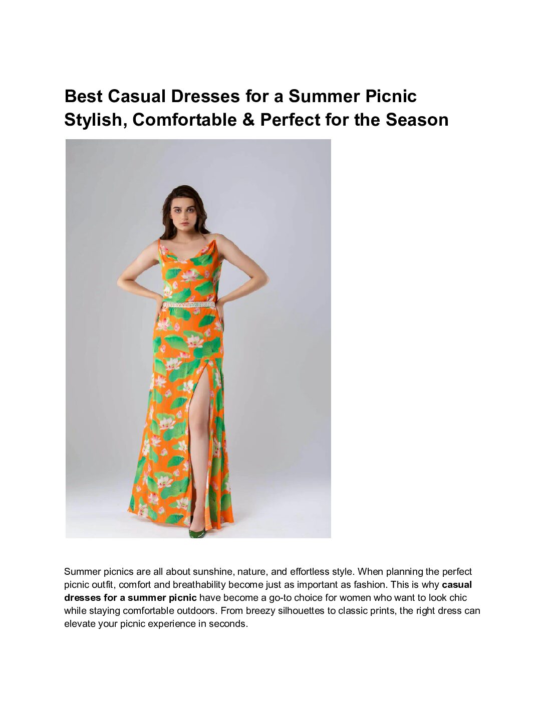 Best Casual Dresses for a Summer Picnic Stylish, Comfortable & Perfect for the Season