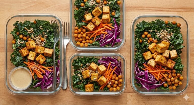 Crunchy Tofu Kale Salad for Weight-Loss Meal Prep