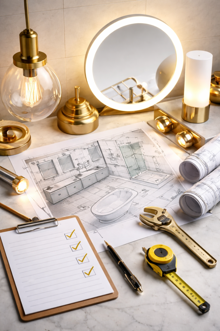 Bathroom renovation and interiors with best lights checklist step by step