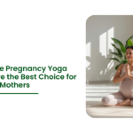 Pregnant woman practicing prenatal yoga at home during online pregnancy yoga class for safe maternity fitness and stress relief.