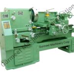 "Heavy duty all geared head lathe machine with hardened bed ways for industrial metal turning."