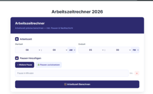 Arbeitszeitrechner kostenlos online