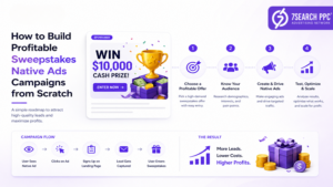 Landing page funnel for sweepstakes native ads
