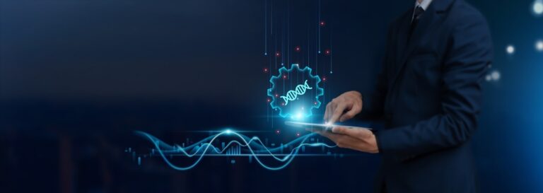 Biotechnology,Concept:,Businessman,Uses,Tablet,On,Biotechnology,Icon,Global,Networking,