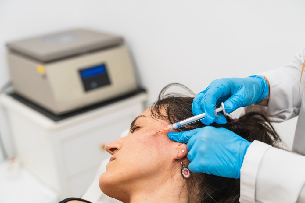 Woman,Undergoing,Facial,Biostimulator,Injections,To,Stimulate,Collagen,And,Elastin