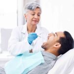 Woman,,Dentist,And,Check,Teeth,Of,Man,With,Tools,For