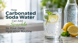 Refreshing carbonated soda water with lemon and mint supporting a healthy daily hydration routine