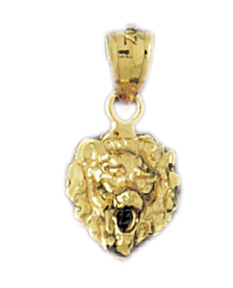 14K Gold Lion Head Charm Pendant