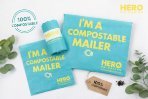 Eco-friendly compostable mailers with HERO branding