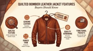 Quilted Bomber Leather Jacket