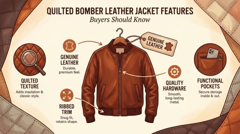 Quilted Bomber Leather Jacket