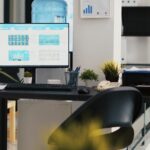Empty financial department office used for financial analysis