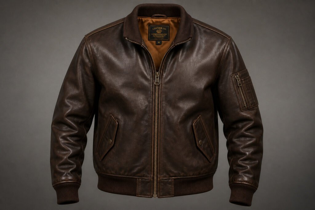 leather bomber jacket men