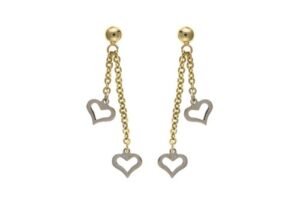 9ct yellow gold diamond heart drop earrings
