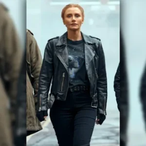 Deep Cover Kat Leather Jacket inspired by the movie featuring a premium black leather design with a modern biker style.