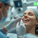 Dentist examining a patient's teeth during a consultation for affordable dental treatment abroad in a modern European dental clinic.