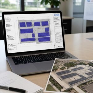 gpt-image-2_A_laptop_screen_displaying_a_digital_PV_plan_set_diagram_with_solar_panel_layout-0