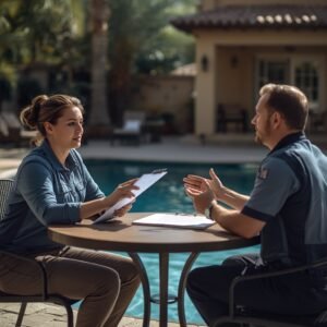 lucid-origin_Photorealistic_image_of_a_homeowner_and_a_pool_technician_seated_at_an_outdoor_t-0