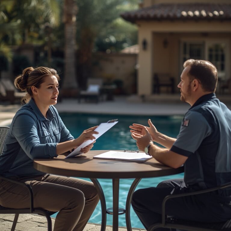 lucid-origin_Photorealistic_image_of_a_homeowner_and_a_pool_technician_seated_at_an_outdoor_t-0
