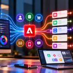Adobe Analytics and Adobe Journey Optimizer connected through customer data, analytics dashboards, real-time journey automation, and personalized email, mobile, web, and shopping experiences.