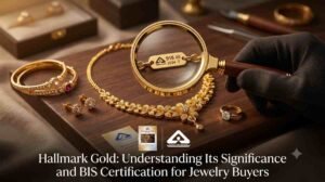 BIS hallmark stamp on gold jewelry indicating purity certification