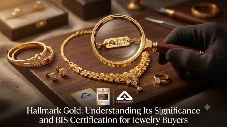 BIS hallmark stamp on gold jewelry indicating purity certification