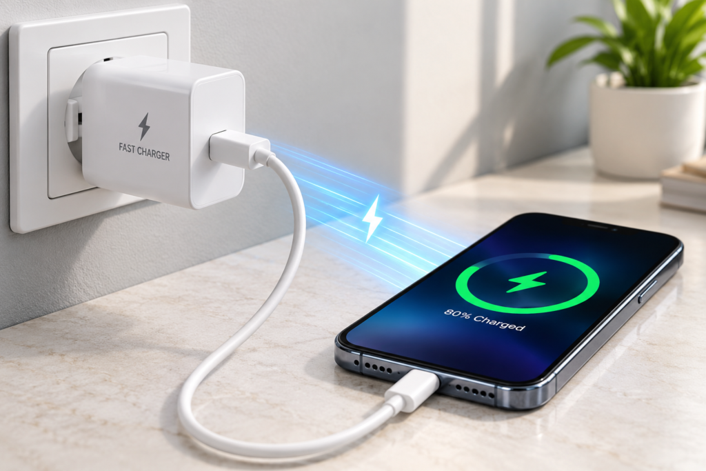 Fast Charger Powering 80% Phone