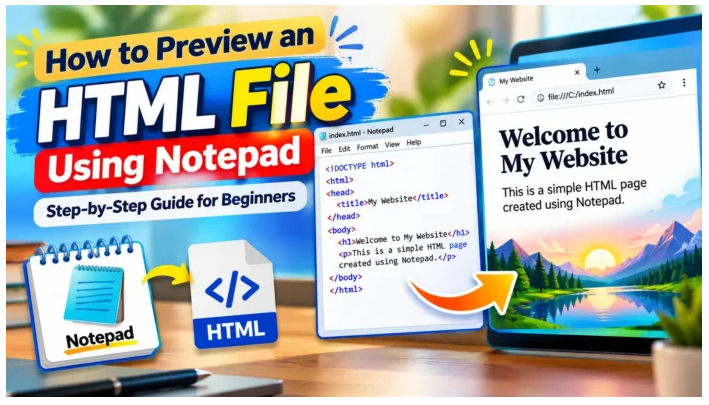How to Preview an HTML File Using Notepad
