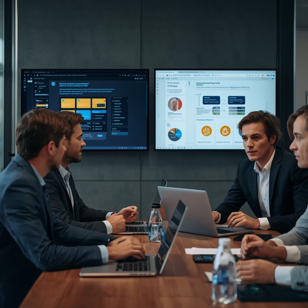 lucid-origin_Realistic_business_consultation_between_senior_software_consultants_and_company_-0