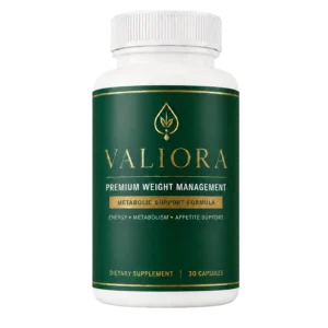 Valiora supplement bottle featured in a 2026 educational review of advertised ingredients, product claims, and safety considerations.
