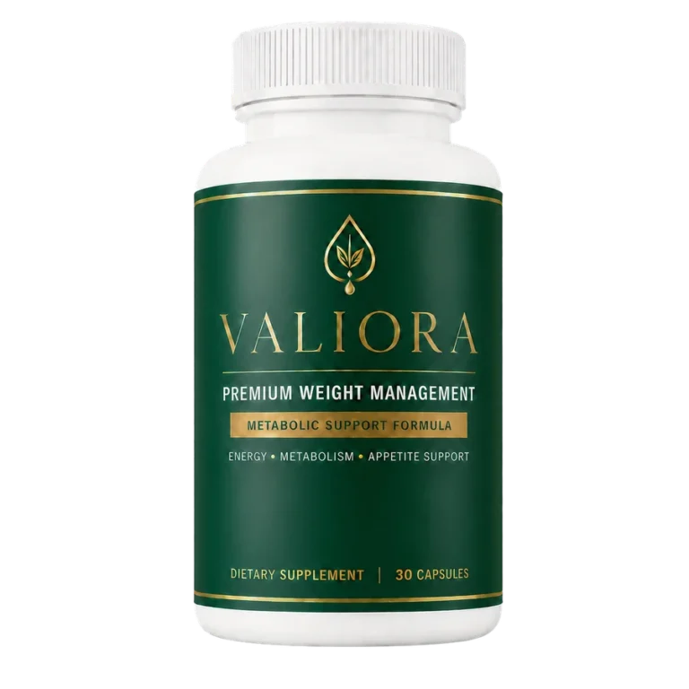 Valiora supplement bottle featured in a 2026 educational review of advertised ingredients, product claims, and safety considerations.